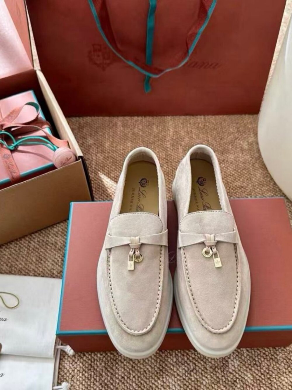 Loro Piana Beige Suede Loafers